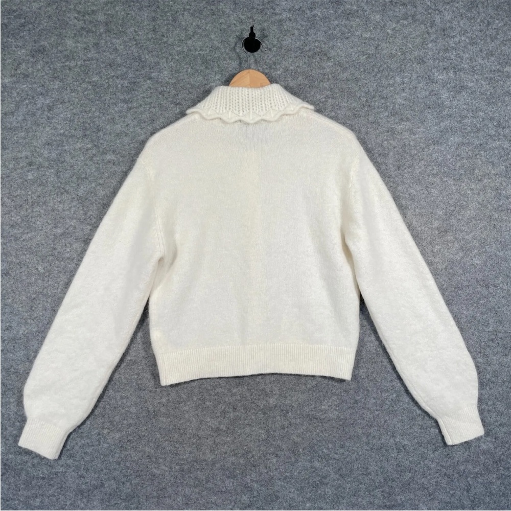 & OTHER STORIES Cardigan Sz Medium Womens Beige Knit Wool Blend Cropped Button - Picture 11 of 12